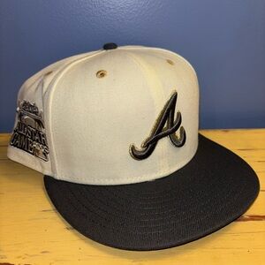 NewEra Atlanta Braves 1995 World Series Off White Retro 59FIFTY Fitted Hat Cap 8
